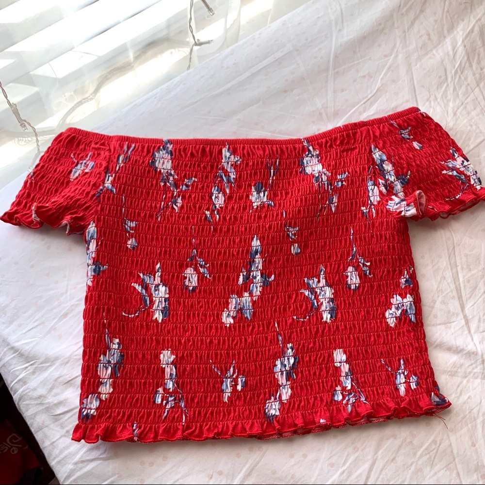 Red off the shoulder top